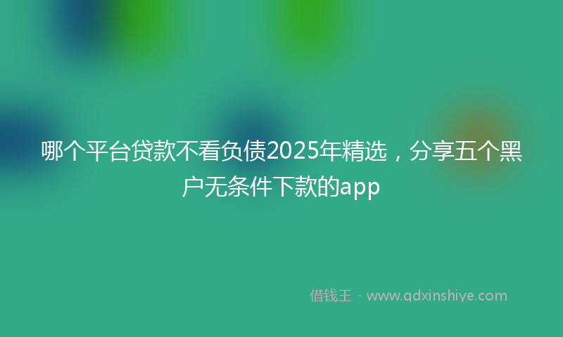哪个平台贷款不看负债2025年精选，分享五个黑户无条件下款的app