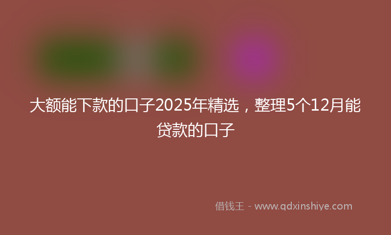 大额能下款的口子2025年精选，整理5个12月能贷款的口子