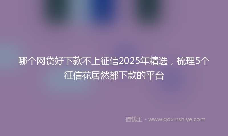 哪个网贷好下款不上征信2025年精选，梳理5个征信花居然都下款的平台