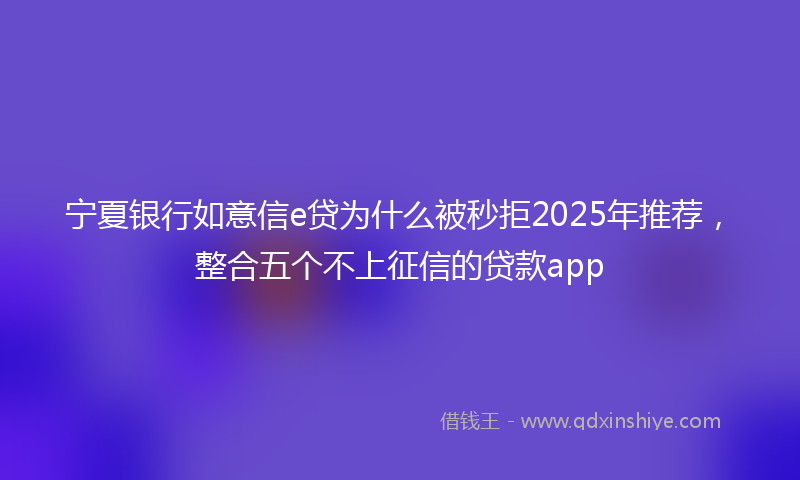 宁夏银行如意信e贷为什么被秒拒2025年推荐，整合五个不上征信的贷款app