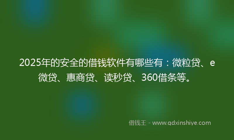 2025年的安全的借钱软件有哪些有：微粒贷、e微贷、惠商贷、读秒贷、360借条等。