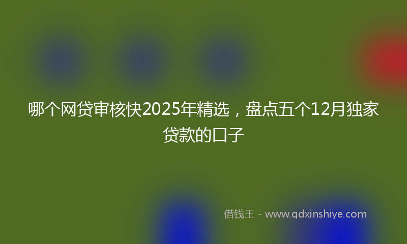 哪个网贷审核快2025年精选，盘点五个12月独家贷款的口子