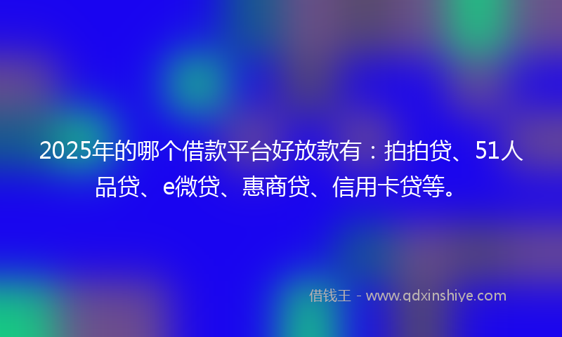 2025年的哪个借款平台好放款有：拍拍贷、51人品贷、e微贷、惠商贷、信用卡贷等。