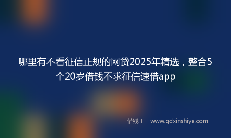 哪里有不看征信正规的网贷2025年精选，整合5个20岁借钱不求征信速借app