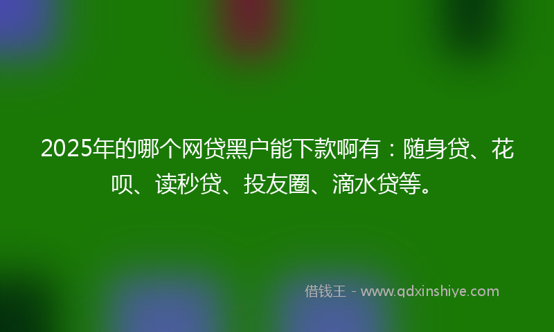 2025年的哪个网贷黑户能下款啊有：随身贷、花呗、读秒贷、投友圈、滴水贷等。