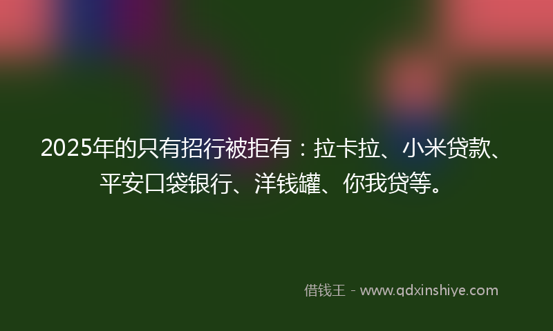 2025年的只有招行被拒有：拉卡拉、小米贷款、平安口袋银行、洋钱罐、你我贷等。