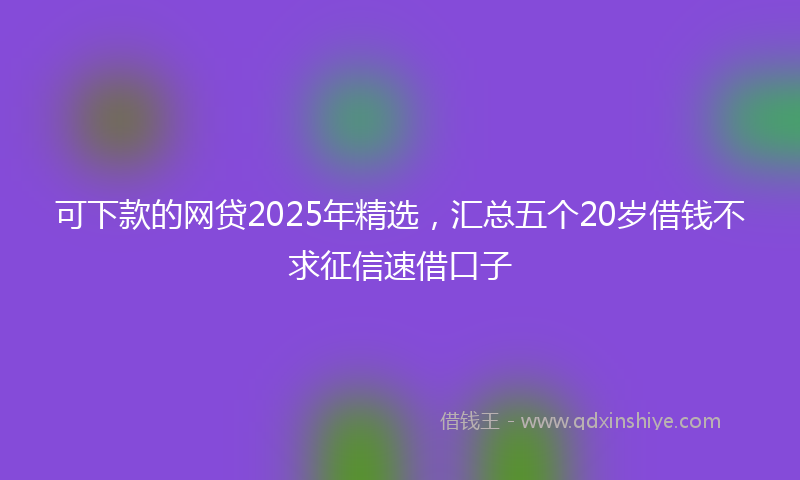 可下款的网贷2025年精选，汇总五个20岁借钱不求征信速借口子