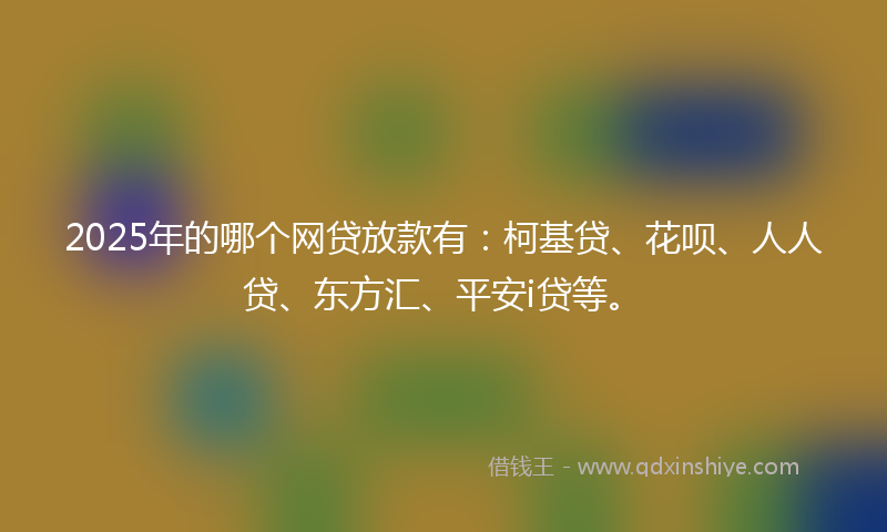 2025年的哪个网贷放款有：柯基贷、花呗、人人贷、东方汇、平安i贷等。