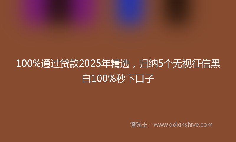 100%通过贷款2025年精选，归纳5个无视征信黑白100%秒下口子