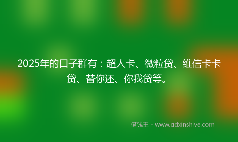 2025年的口子群有：超人卡、微粒贷、维信卡卡贷、替你还、你我贷等。