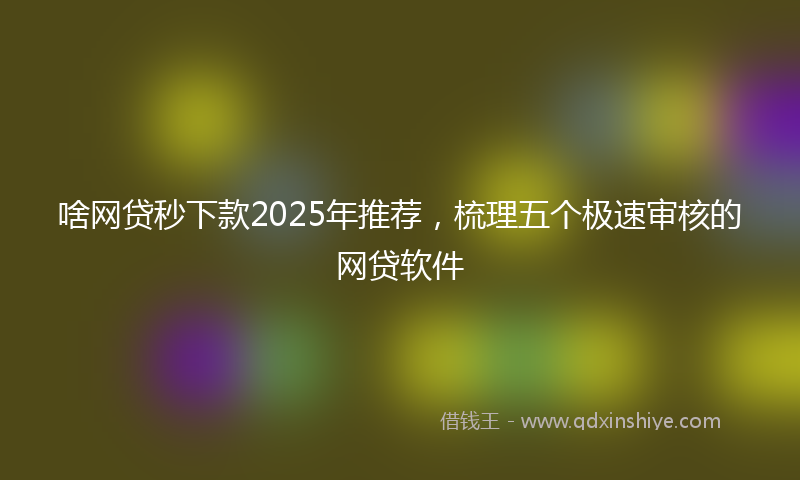 啥网贷秒下款2025年推荐，梳理五个极速审核的网贷软件
