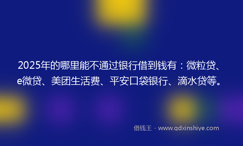 2025年的哪里能不通过银行借到钱有：微粒贷、e微贷、美团生活费、平安口袋银行、滴水贷等。