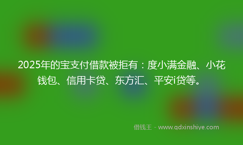 2025年的宝支付借款被拒有：度小满金融、小花钱包、信用卡贷、东方汇、平安i贷等。