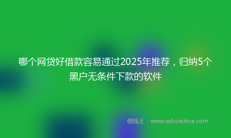 哪个网贷好借款容易通过2025年推荐，归纳5个黑户无条件下款的软件