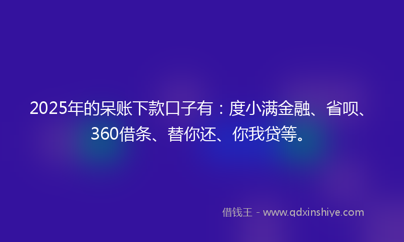 2025年的呆账下款口子有：度小满金融、省呗、360借条、替你还、你我贷等。