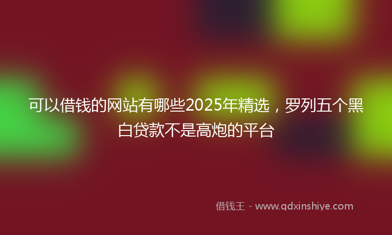 可以借钱的网站有哪些2025年精选，罗列五个黑白贷款不是高炮的平台