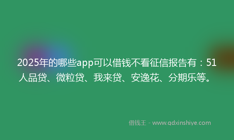 2025年的哪些app可以借钱不看征信报告有：51人品贷、微粒贷、我来贷、安逸花、分期乐等。
