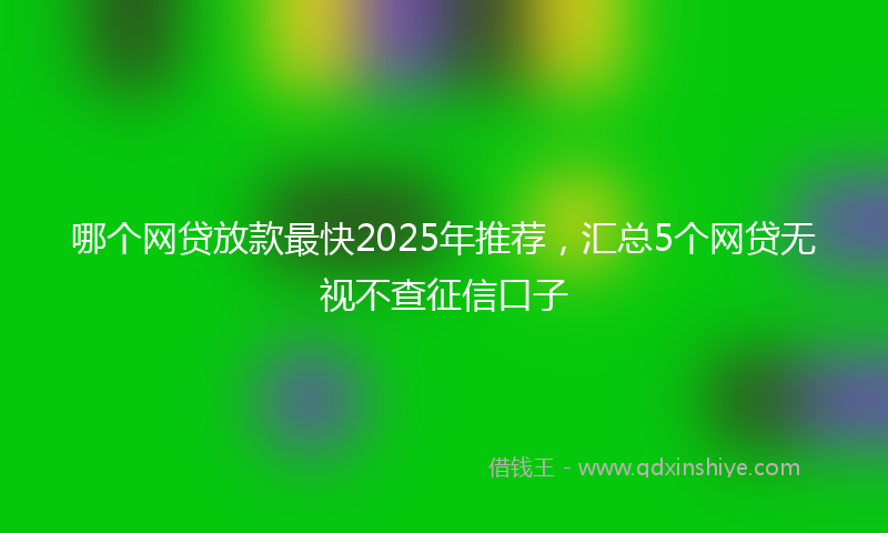 哪个网贷放款最快2025年推荐，汇总5个网贷无视不查征信口子