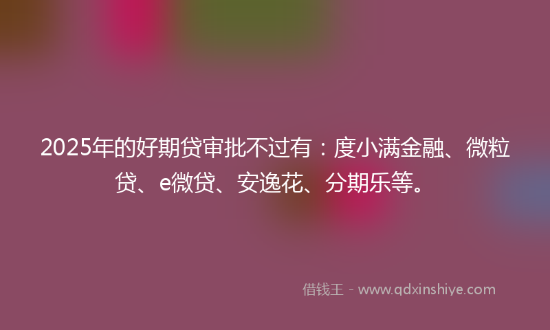 2025年的好期贷审批不过有：度小满金融、微粒贷、e微贷、安逸花、分期乐等。
