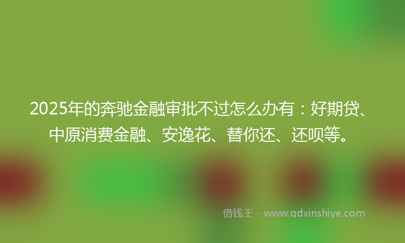 2025年的奔驰金融审批不过怎么办有：好期贷、中原消费金融、安逸花、替你还、还呗等。