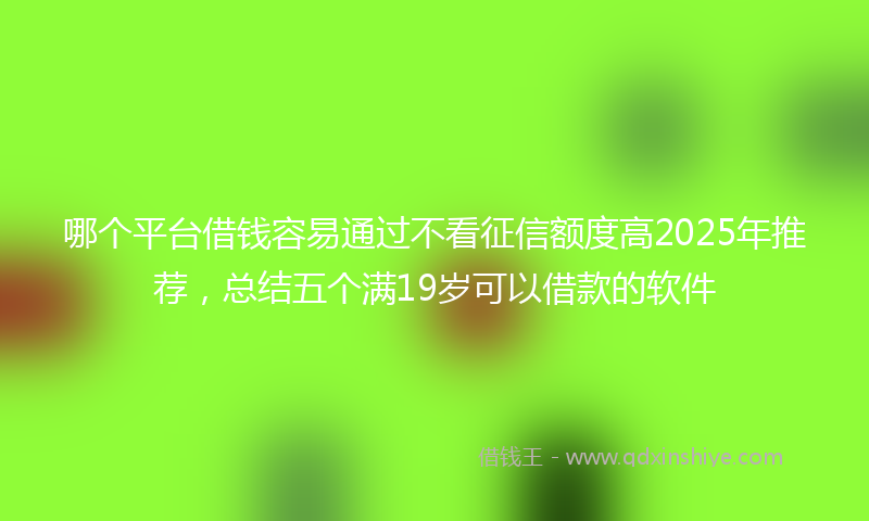 哪个平台借钱容易通过不看征信额度高2025年推荐，总结五个满19岁可以借款的软件