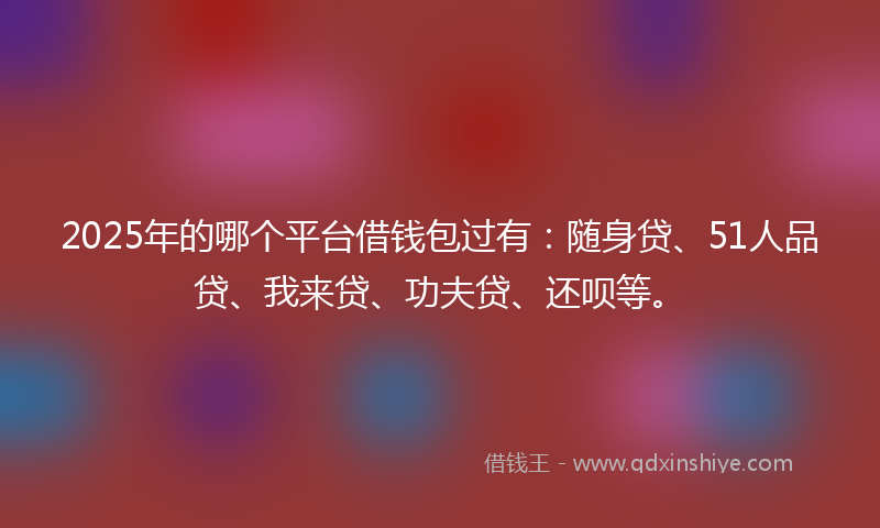 2025年的哪个平台借钱包过有：随身贷、51人品贷、我来贷、功夫贷、还呗等。