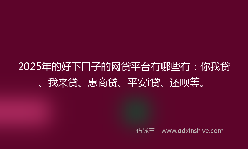 2025年的好下口子的网贷平台有哪些有：你我贷、我来贷、惠商贷、平安i贷、还呗等。