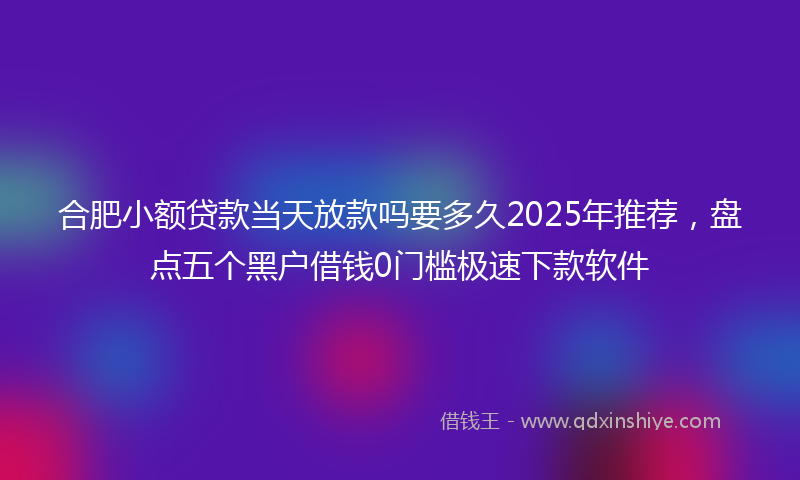 合肥小额贷款当天放款吗要多久2025年推荐，盘点五个黑户借钱0门槛极速下款软件