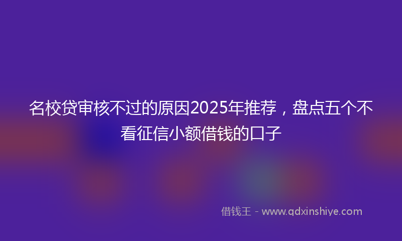 名校贷审核不过的原因2025年推荐，盘点五个不看征信小额借钱的口子