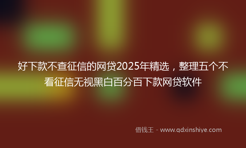 好下款不查征信的网贷2025年精选，整理五个不看征信无视黑白百分百下款网贷软件