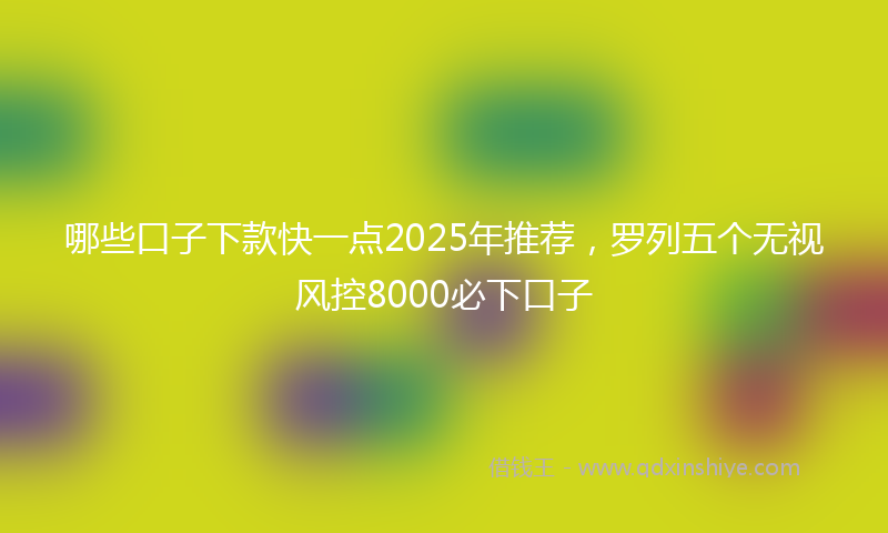哪些口子下款快一点2025年推荐，罗列五个无视风控8000必下口子