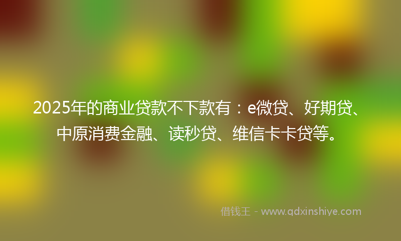 2025年的商业贷款不下款有：e微贷、好期贷、中原消费金融、读秒贷、维信卡卡贷等。