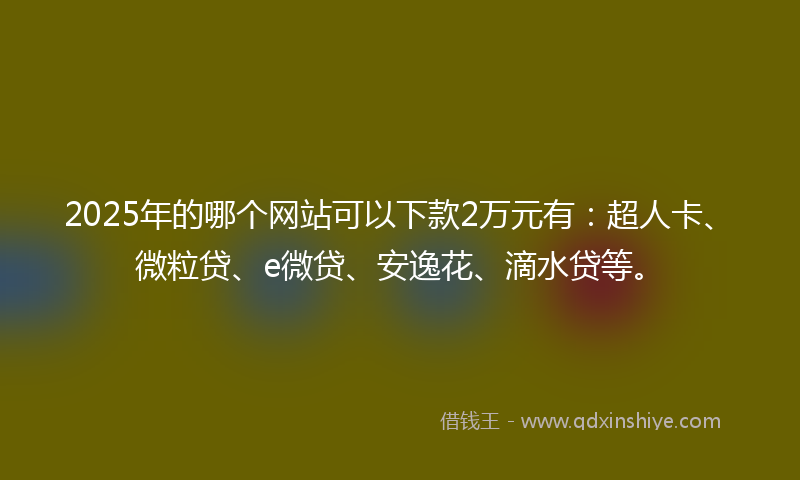 2025年的哪个网站可以下款2万元有：超人卡、微粒贷、e微贷、安逸花、滴水贷等。