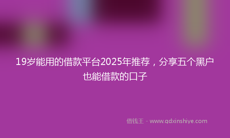 19岁能用的借款平台2025年推荐，分享五个黑户也能借款的口子