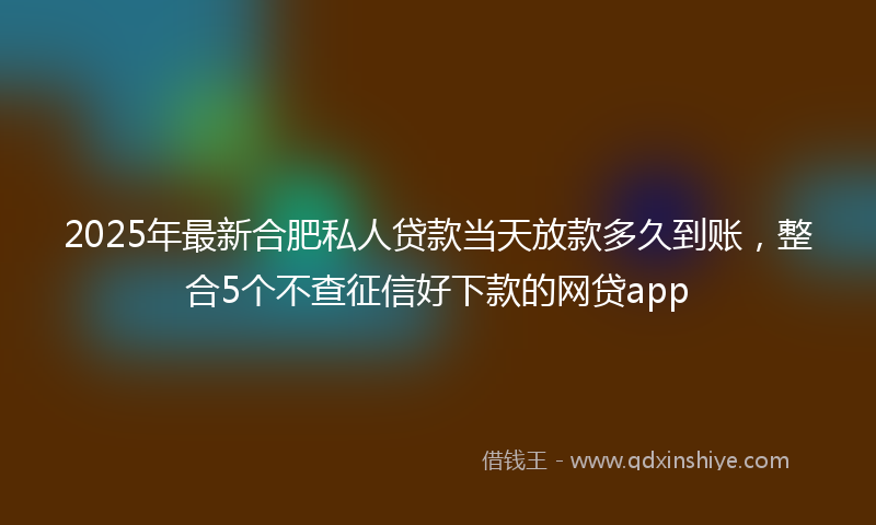 2025年最新合肥私人贷款当天放款多久到账，整合5个不查征信好下款的网贷app