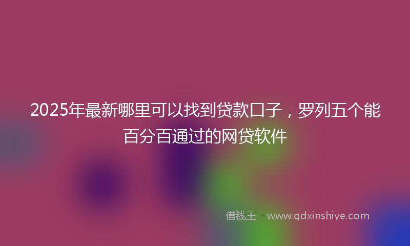 2025年最新哪里可以找到贷款口子，罗列五个能百分百通过的网贷软件