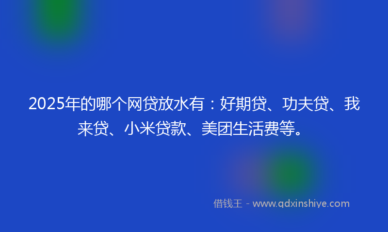 2025年的哪个网贷放水有：好期贷、功夫贷、我来贷、小米贷款、美团生活费等。