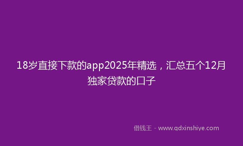 18岁直接下款的app2025年精选，汇总五个12月独家贷款的口子