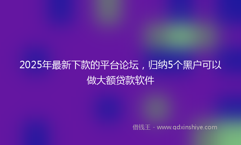 2025年最新下款的平台论坛，归纳5个黑户可以做大额贷款软件