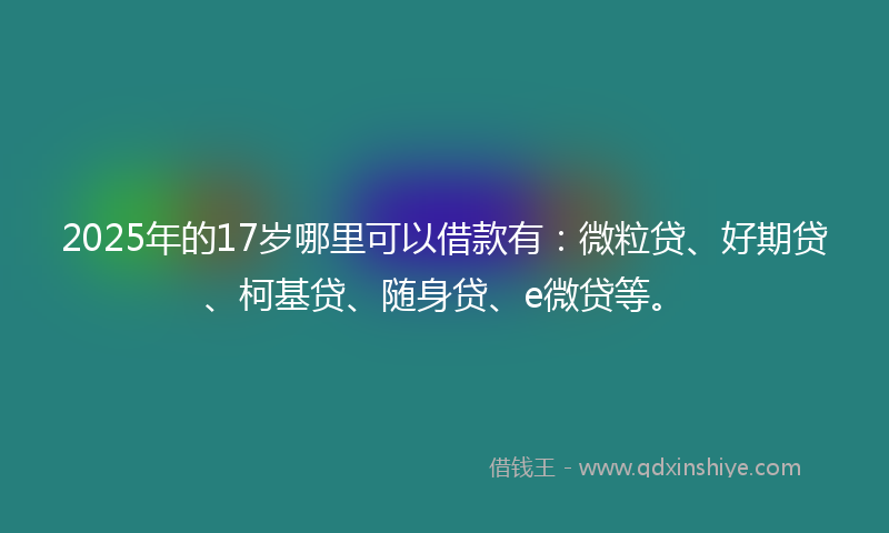 2025年的17岁哪里可以借款有：微粒贷、好期贷、柯基贷、随身贷、e微贷等。