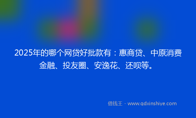 2025年的哪个网贷好批款有：惠商贷、中原消费金融、投友圈、安逸花、还呗等。