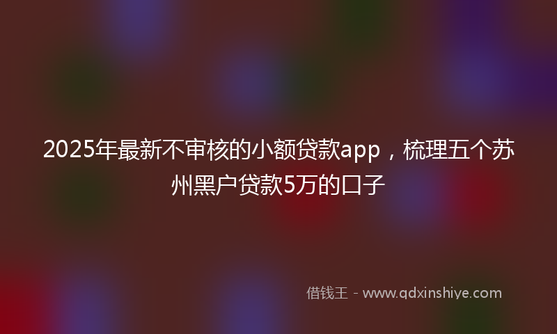 2025年最新不审核的小额贷款app，梳理五个苏州黑户贷款5万的口子