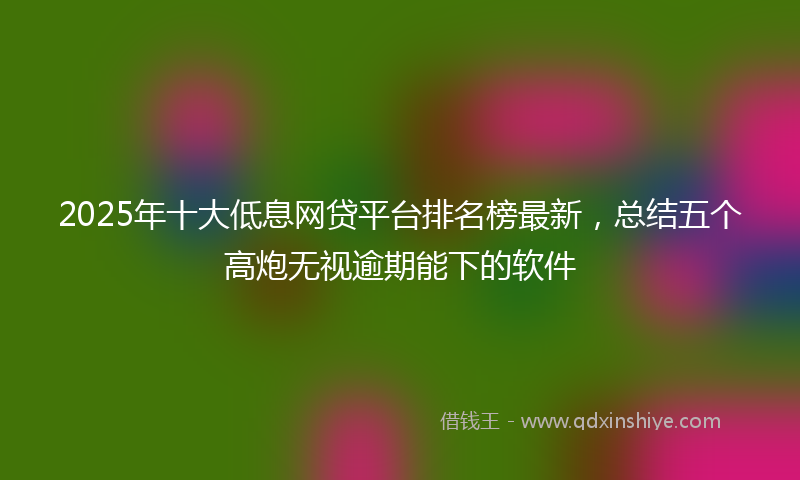 2025年十大低息网贷平台排名榜最新，总结五个高炮无视逾期能下的软件