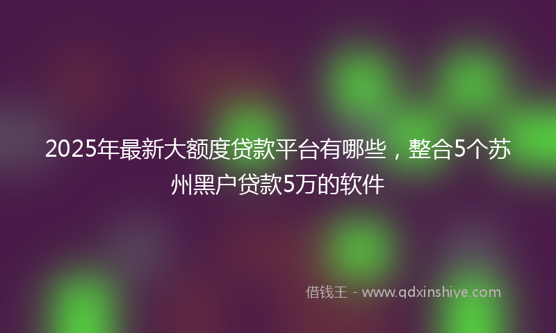 2025年最新大额度贷款平台有哪些，整合5个苏州黑户贷款5万的软件
