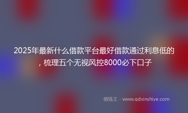 2025年最新什么借款平台最好借款通过利息低的，梳理五个无视风控8000必下口子
