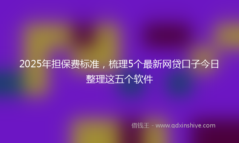 2025年担保费标准，梳理5个最新网贷口子今日整理这五个软件