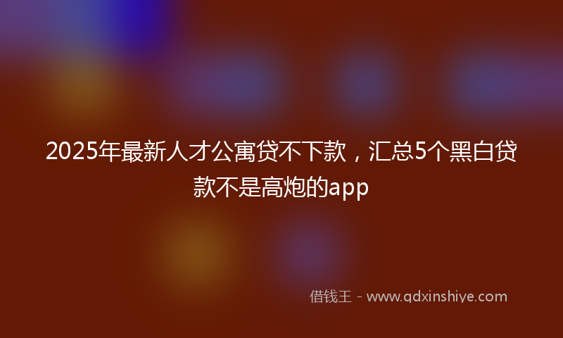 2025年最新人才公寓贷不下款，汇总5个黑白贷款不是高炮的app