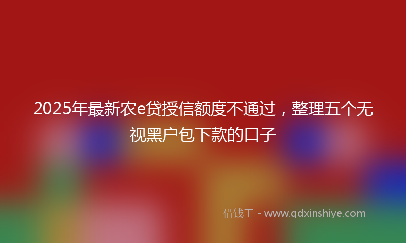 2025年最新农e贷授信额度不通过，整理五个无视黑户包下款的口子