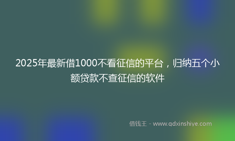 2025年最新借1000不看征信的平台，归纳五个小额贷款不查征信的软件