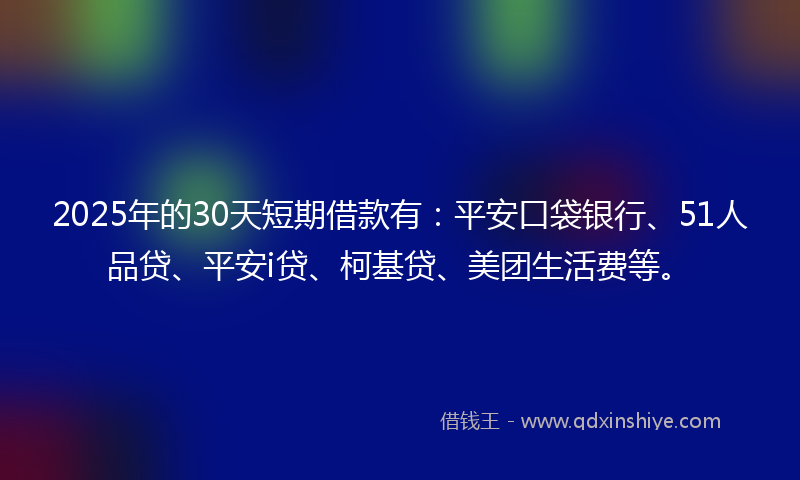 2025年的30天短期借款有：平安口袋银行、51人品贷、平安i贷、柯基贷、美团生活费等。